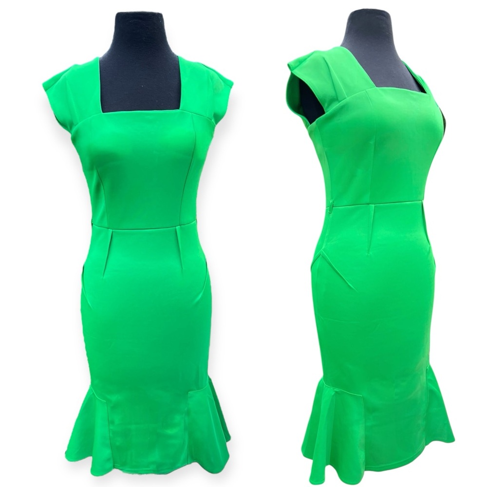 Miusol Kelly Green Fishtail Cocktail Dress | Women’s M